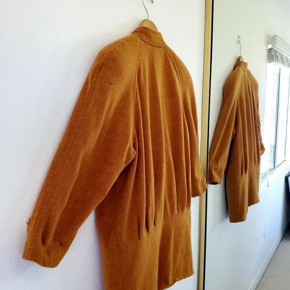 80's Mustard Yellow Wool Jacket, Slightly Distressed Jacket, Size 8 Medium - Picture 9 of 15